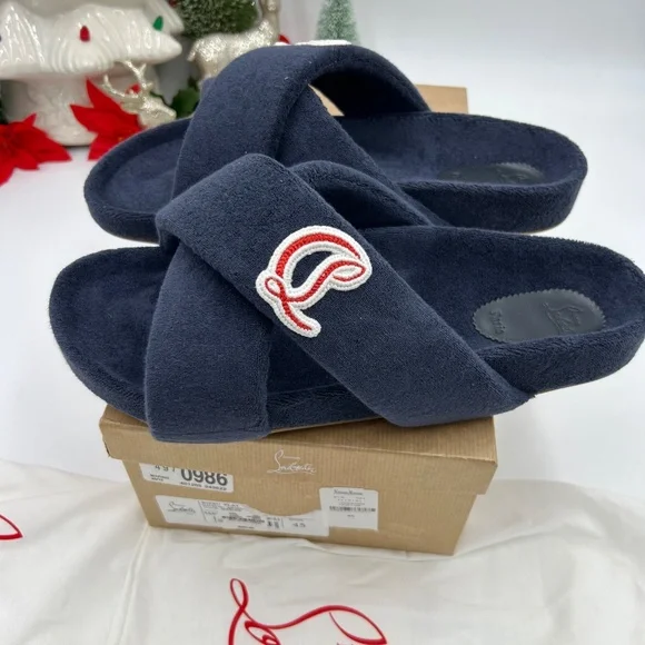 Men’s Christian Louboutin BIZZU cross strap, Terry cloth slide size 45 - Picture 7 of 11
